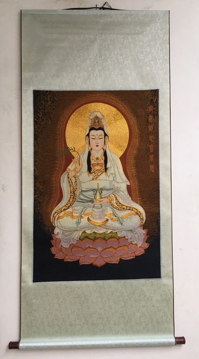 批发中堂刺绣画 织锦绣 机器绣 带画轴刺...