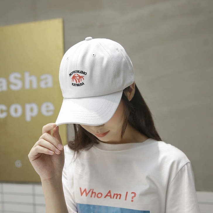 椰子树帽夏天欧美ins潮复古软顶弯檐白色鸭...