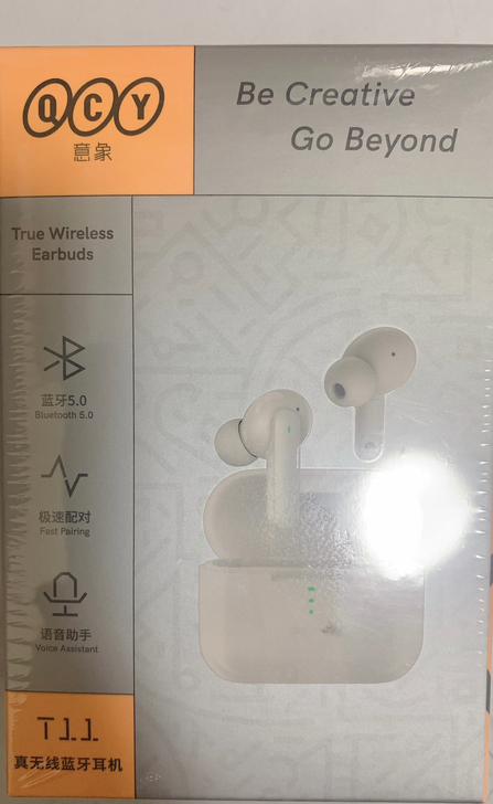 全新白色QCY T11真无线蓝牙耳机，动铁...