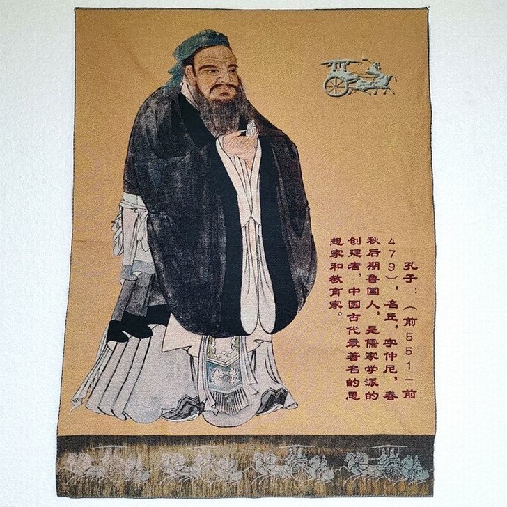 藏佛织锦画丝绸丝织刺绣画 儒家学派先贤孔子...