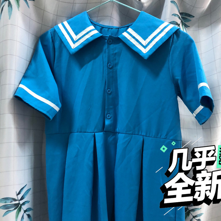 日系学院风古着小清新甜美可爱蓝色jk海军领...