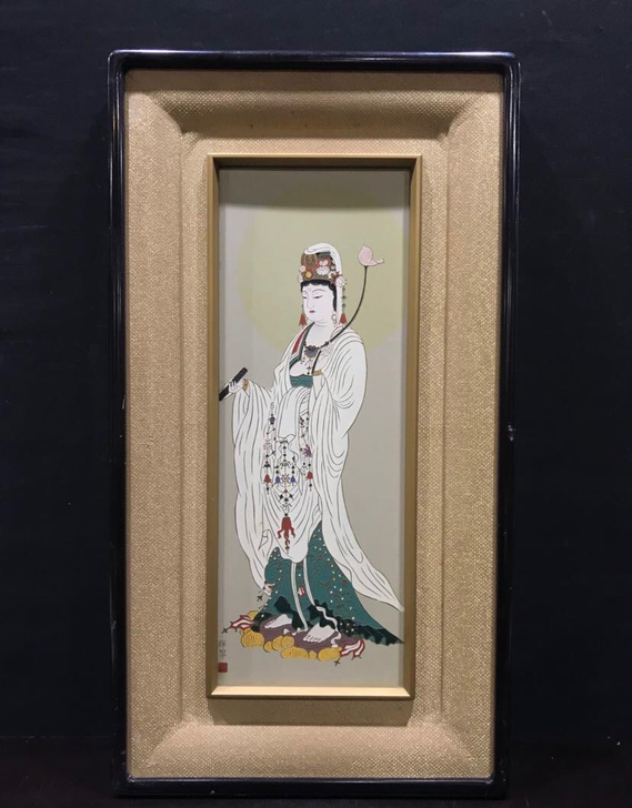 日本回流.老木框.铜板雕刻画