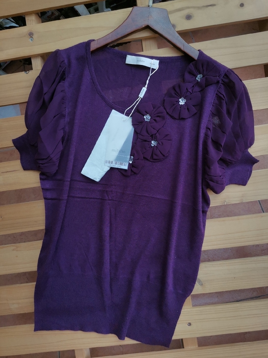 全新高品质~真丝蚕丝短袖针织衫女夏季天丝上...