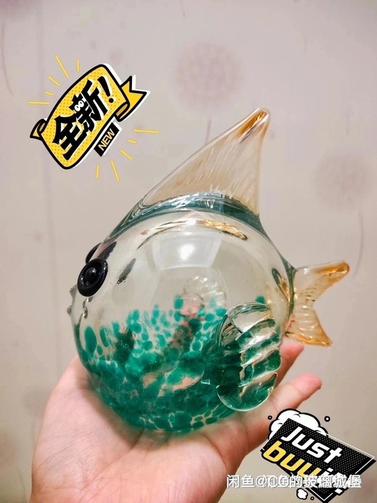 全新纯手工人工吹制玻璃胖胖鱼工艺品镇纸摆件...