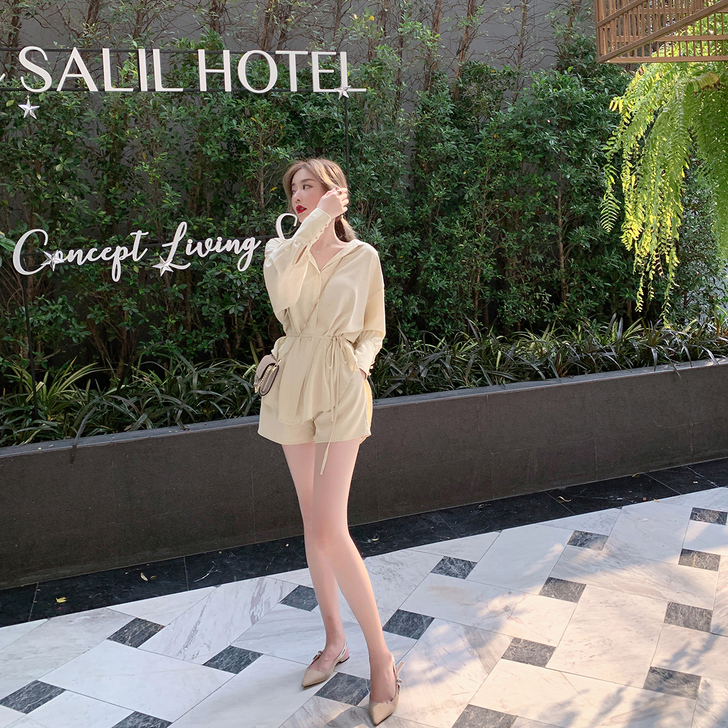 ByYou 春季亮片闪光收腰衬衫外套休闲套...