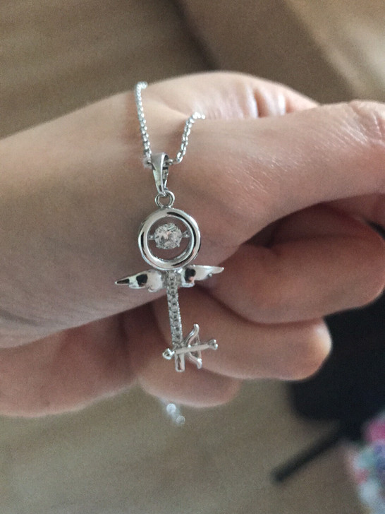 薇娅银色跳舞钻石吊坠项链