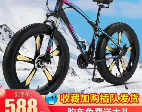 越野单车沙滩雪地车4.0超宽大轮胎山地自行...