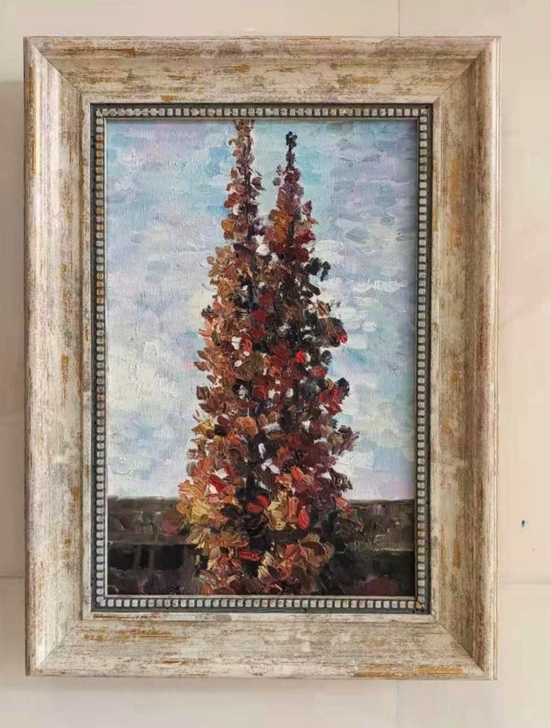 油画风景，印象油画纯手绘原创作品，是加门口...