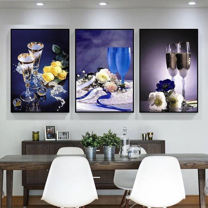 餐厅装饰画饭厅挂画客厅背景墙画卧室床头三联...