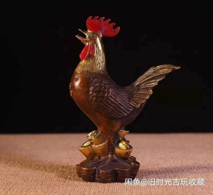 乡下收来的 大号 黄铜鎏金大公鸡