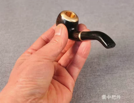 手工实木乌木小烟斗老式滤弯式男士烟斗烟带滤...