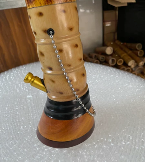 竹子水烟筒车载便携迷你短款玉石口水烟具实木...