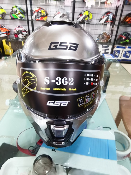 GSB摩托车电动车拉力头盔揭面盔双镜片男女...