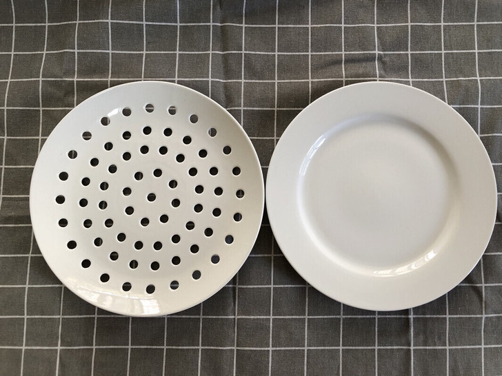 家用陶瓷多孔蒸盘圆形蒸碟