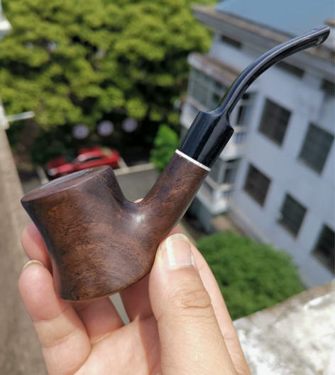 特价捡漏 黑檀木烟斗 弯式烟斗 9mm烟道...