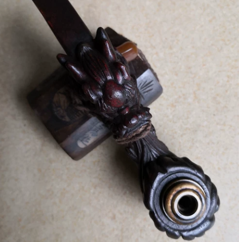 传统民俗老式男士旱烟锅烟斗檀木雕龙烟锅烟斗...