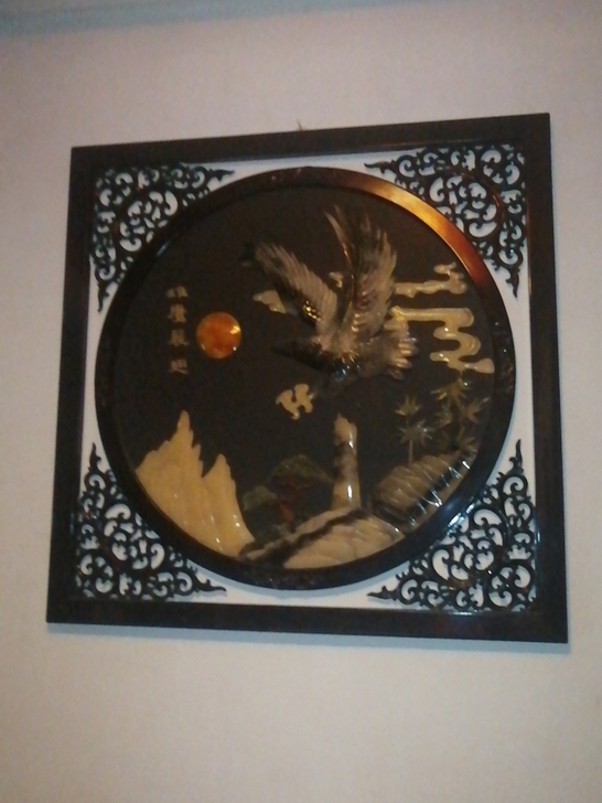 实木玉石雕刻画，870X870cm，搬新居...