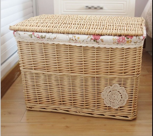 收纳箱特大号有盖藤编整理箱衣物储物箱抽屉储...