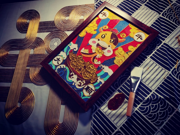 可定制景泰蓝工艺画掐丝珐琅画金丝沙画釉料画...