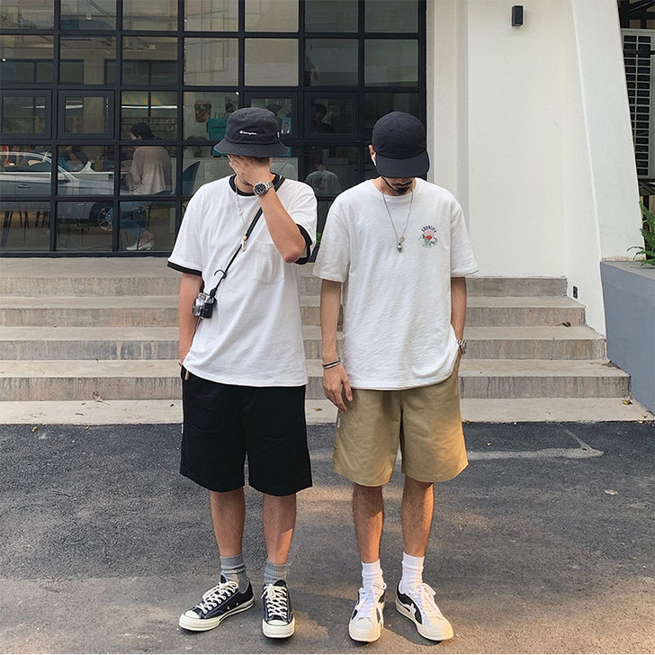 Equality 国潮卡其色工装短裤男潮流...