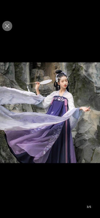 汉尚华莲蝶羽汉服配饰渐变色印花披帛百搭齐胸...