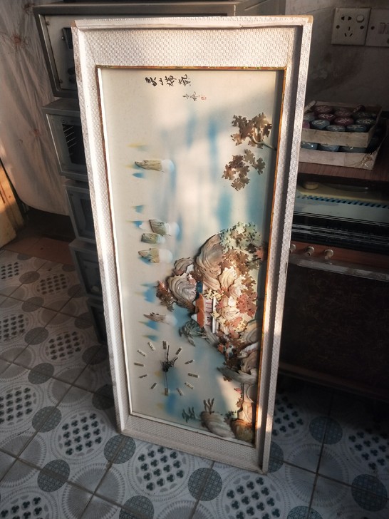 贝壳画雕刻画古董