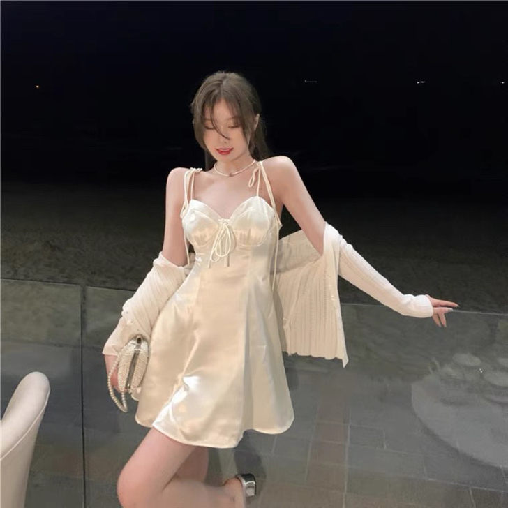 法式复古吊带连衣裙