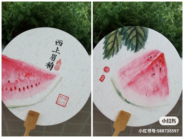纯手绘个性团扇双面AB版精致小团扇