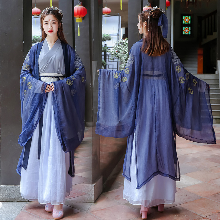 汉服女原创魏晋风传统交领齐腰襦裙广袖大袖衫...