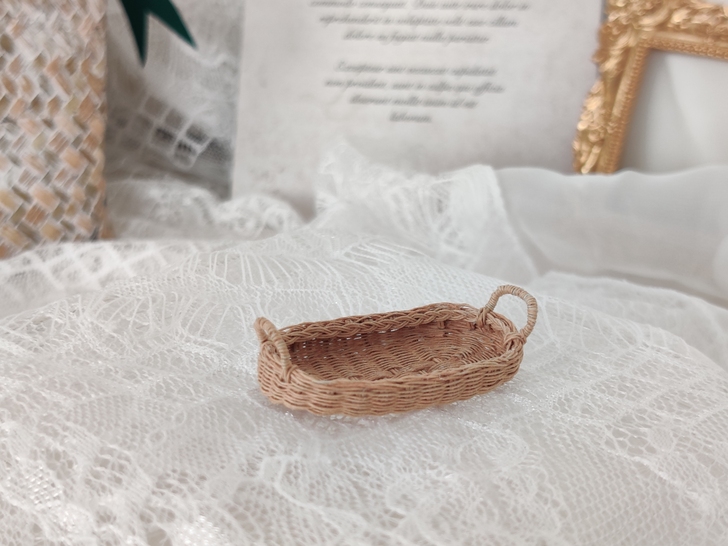 娃用微缩篮子 纸藤藤编花篮 娃屋道具 微缩...