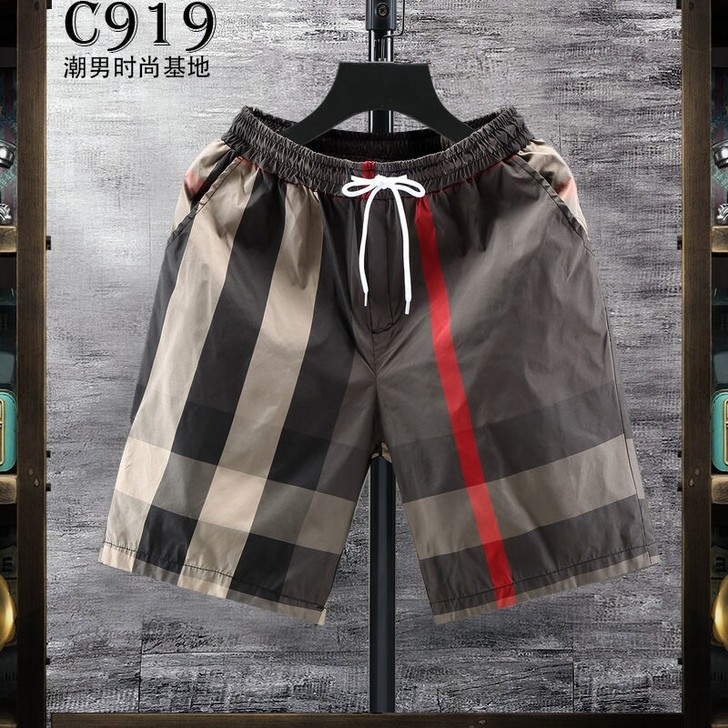 韩版夏季短裤男士休闲裤潮流格子五分裤居家百...