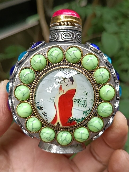 老镶嵌，鼻烟壶，保存完好，没有瑕疵，