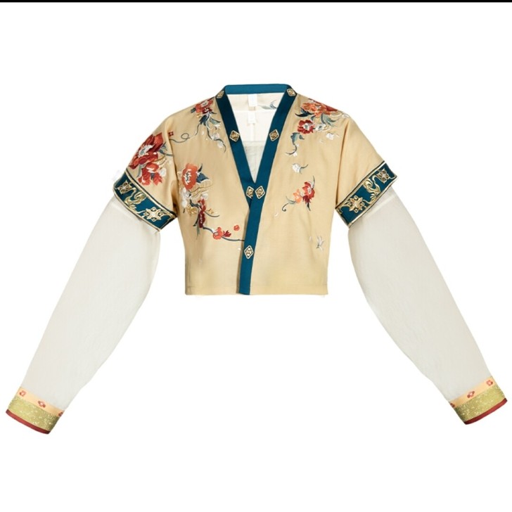 【十三余 小豆蔻儿】[靛蕊] 绣花唐背子刺...