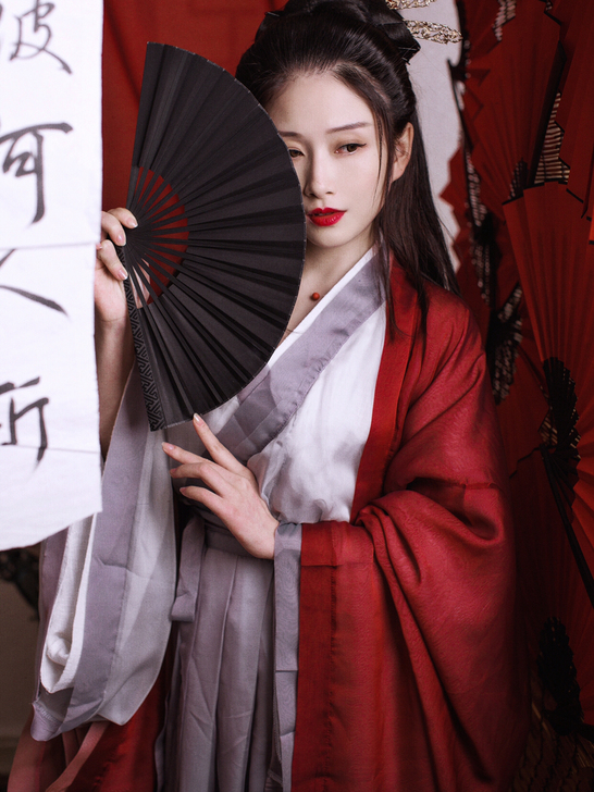 汉服女中国风红颜魏晋风古装广袖大袖衫雪纺齐...