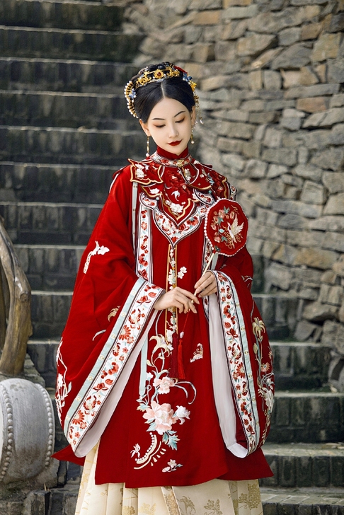 非正！十三余汉服小豆蔻繁花有期传统汉服立领...