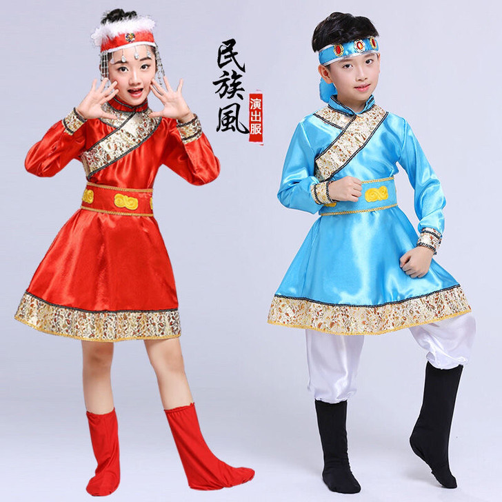 蓝色蒙古服 男童 130码