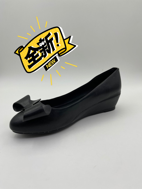 全新38码，女鞋春季牛皮圆头坡跟浅口单鞋休...