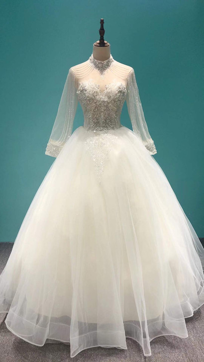 长袖婚纱2020珠饰冬公主裙 婚纱礼服摆型...