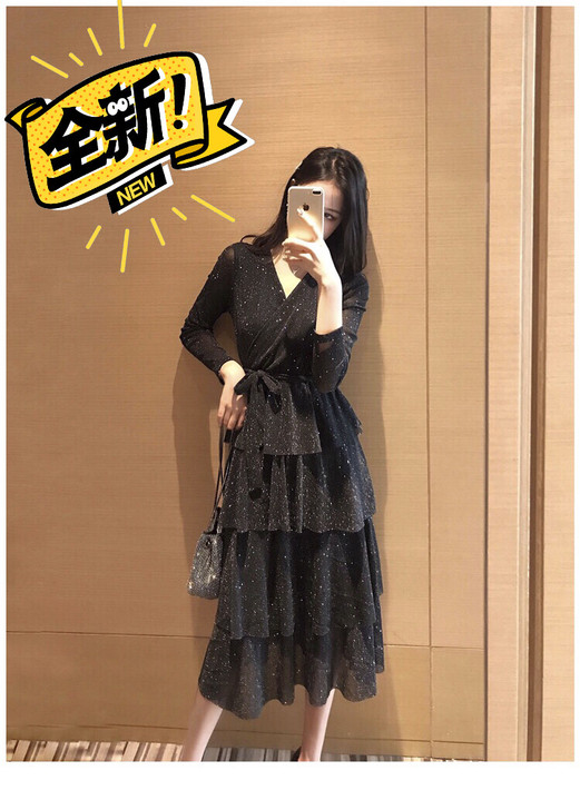 法国仙女连衣裙黑色闪闪BingBing蛋糕...