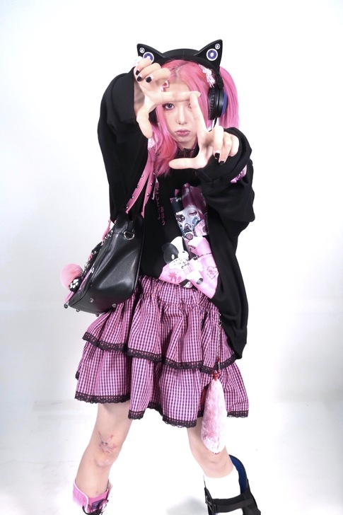 黑白朋克动漫美少女卫衣原宿风印花厚帽衫连帽...