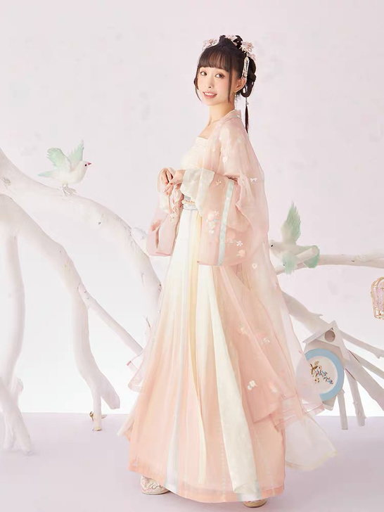 十三余小豆蔻儿[白桃乌龙]直领对襟长衫长褙...