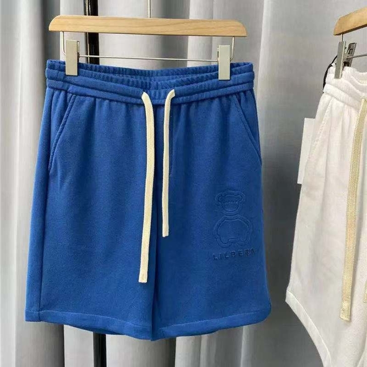 夏季小熊薄款短裤男2021糖果色网五分裤宽...