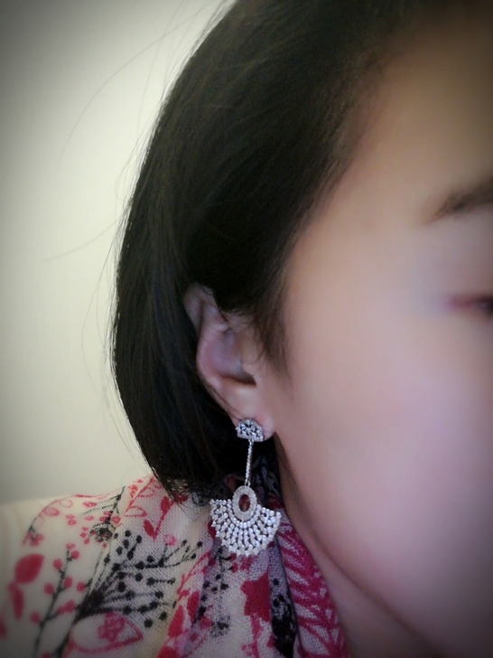 #耳环#微镶扇形耳坠