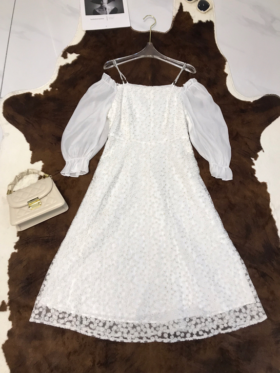 法国奢华品质重工珍珠立体刺绣欧根纱衣裙