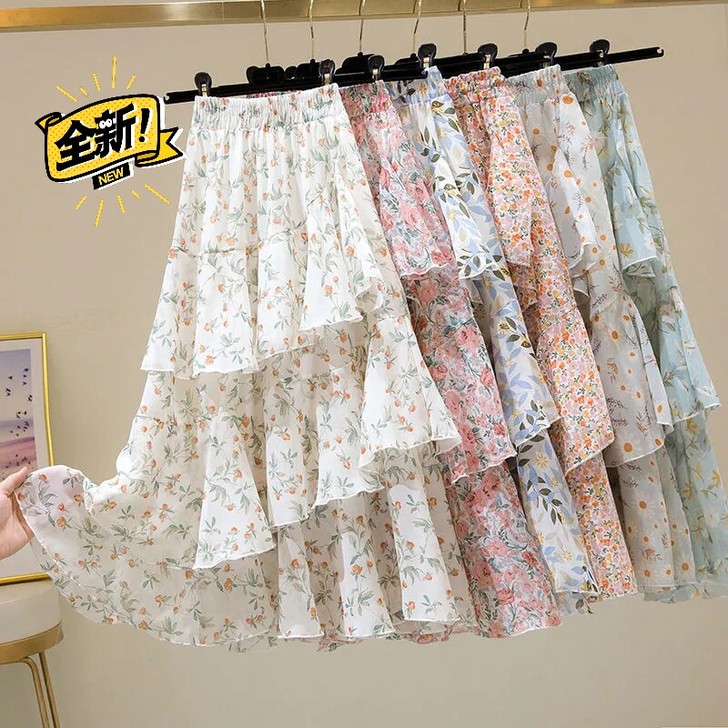 【特价处理】碎花半身裙女夏季2021新款雪...