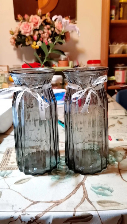 【特大二件套】玻璃花瓶透明欧式水养百合干花...