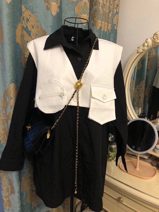 黑色衬衣两件套