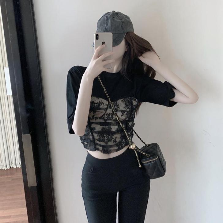 2021夏季新款小众设计感短袖T恤包臀短裙...