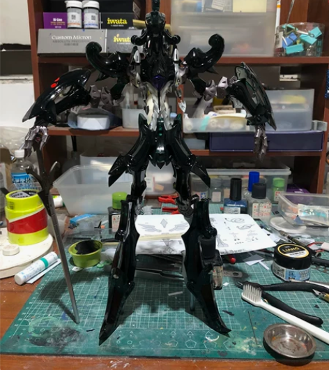 五星物语GTM黑骑士GK白模已涂装，漆面小...