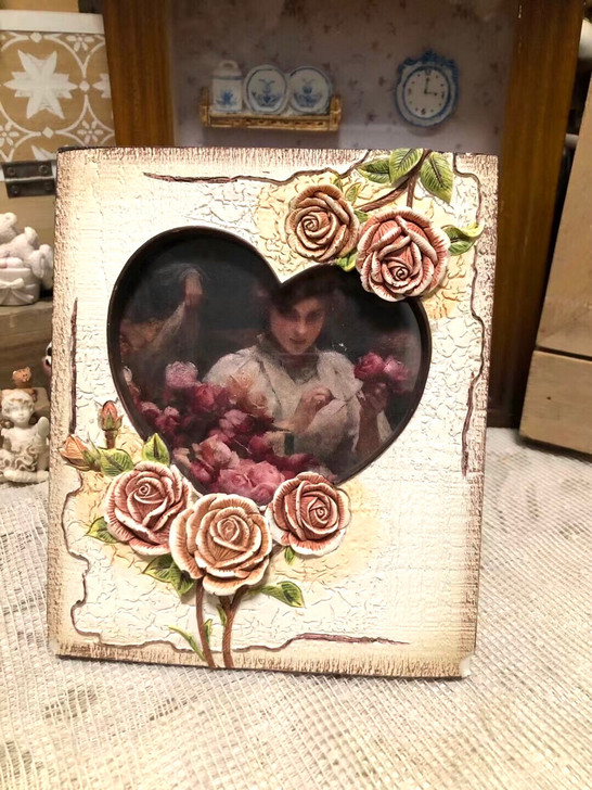 复古vintage玫瑰大馨相框法式做旧浪漫...